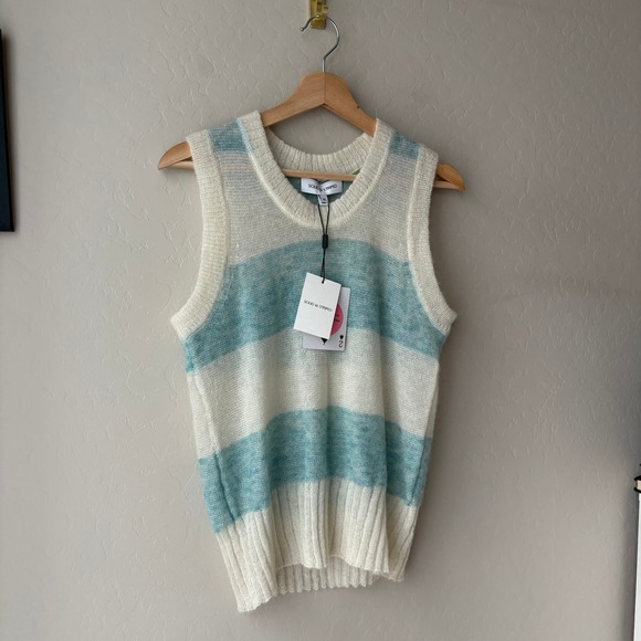 Solid & Striped Zola Tank Sweater Vest Cream‎ Blue Stripe Mohair Blend XS - Picture 2 of 8